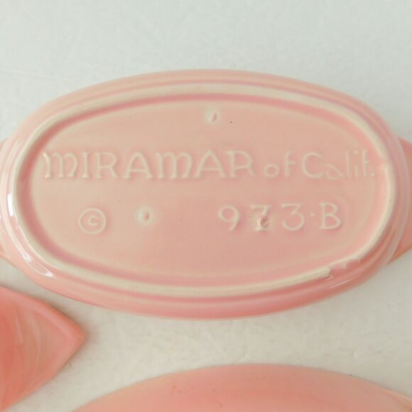 Miramar of California USA Pottery Pink Dishes Lot of 3 Vintage MCM Serving Candy - Picture 8 of 13